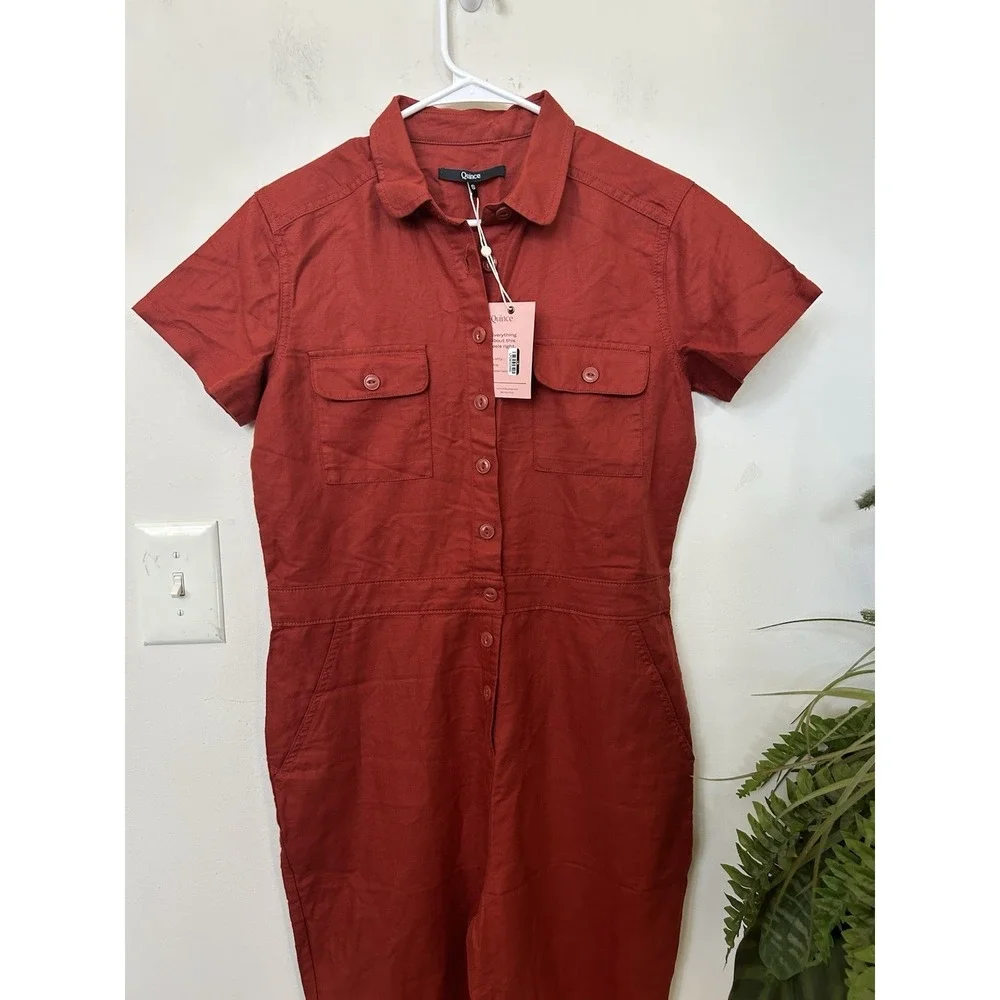 NWT Quince Women Linen/Organic Cotton Utility‎ Jumpsuit Overall Sustainable Sz S
